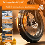 Bicicletă Electrică Fat Bike Rydestar C20 Lite, 48V 1000W, Baterie 15Ah, Anvelope late 20"x4.0", Viteză 48km/h, Frâne Hidraulice, Suspensie Dublă
