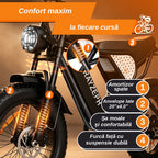 Bicicletă Electrică Fat Bike Rydestar C20 Lite, 48V 1000W, Baterie 15Ah, Anvelope late 20"x4.0", Viteză 48km/h, Frâne Hidraulice, Suspensie Dublă