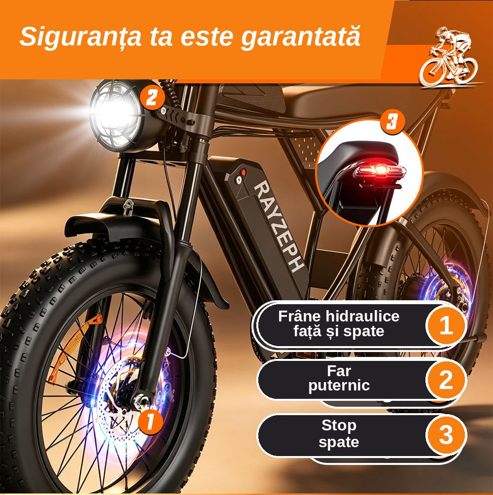Bicicletă Electrică Fat Bike Rydestar C20 Lite, 48V 1000W, Baterie 15Ah, Anvelope late 20"x4.0", Viteză 48km/h, Frâne Hidraulice, Suspensie Dublă